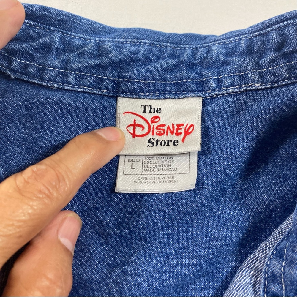 Disney Button Down Denim Shirt Top Embroidered Winnie Pooh Kanga Roo Casual - Picture 2 of 11